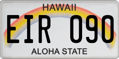HI license plate EIR090