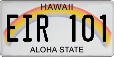 HI license plate EIR101