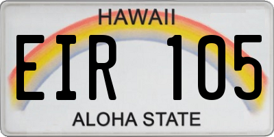 HI license plate EIR105