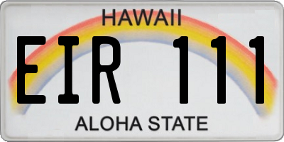 HI license plate EIR111
