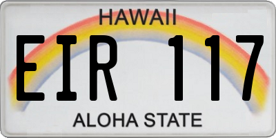 HI license plate EIR117