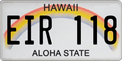 HI license plate EIR118
