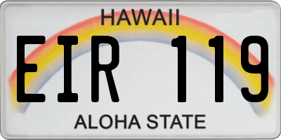 HI license plate EIR119