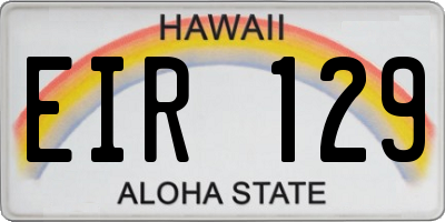 HI license plate EIR129
