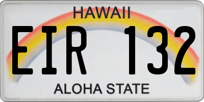 HI license plate EIR132