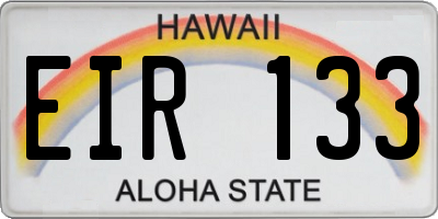 HI license plate EIR133