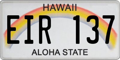 HI license plate EIR137