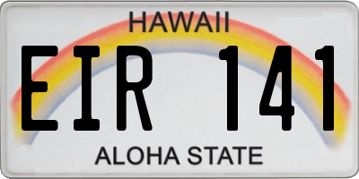 HI license plate EIR141