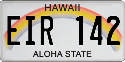 HI license plate EIR142