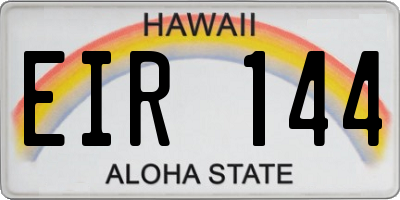 HI license plate EIR144