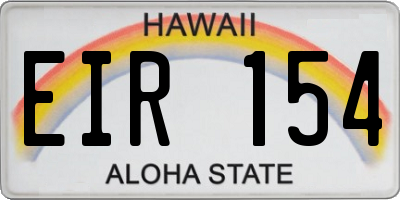 HI license plate EIR154
