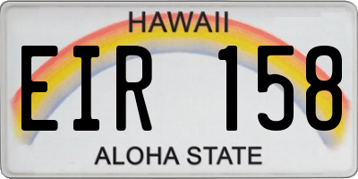 HI license plate EIR158