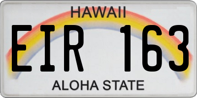 HI license plate EIR163