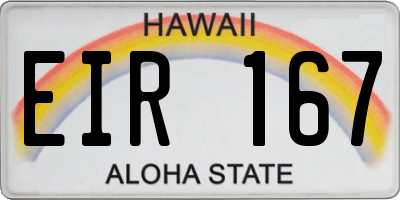 HI license plate EIR167