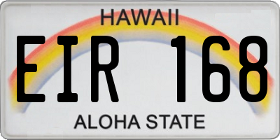 HI license plate EIR168