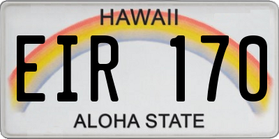 HI license plate EIR170
