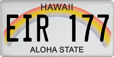HI license plate EIR177