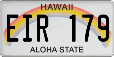 HI license plate EIR179