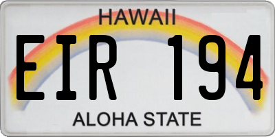 HI license plate EIR194