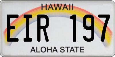 HI license plate EIR197