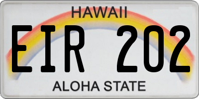 HI license plate EIR202