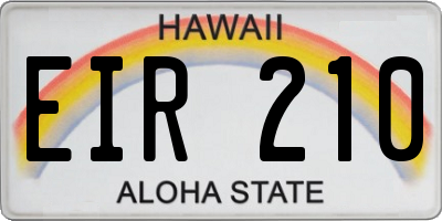 HI license plate EIR210