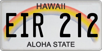 HI license plate EIR212