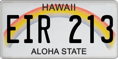 HI license plate EIR213