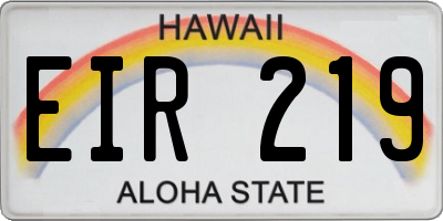 HI license plate EIR219