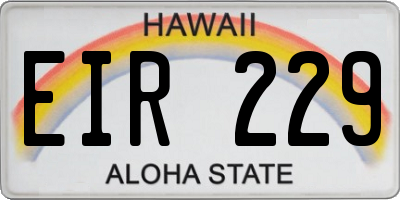 HI license plate EIR229