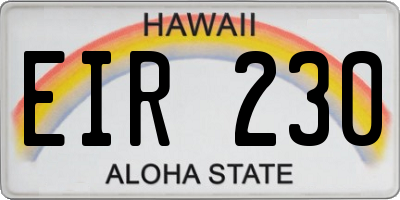 HI license plate EIR230