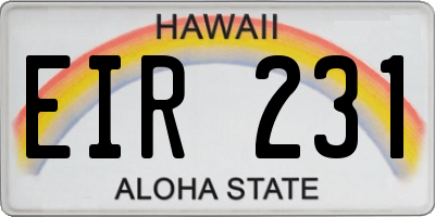 HI license plate EIR231