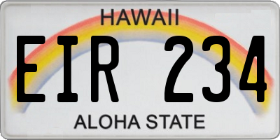 HI license plate EIR234