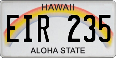 HI license plate EIR235