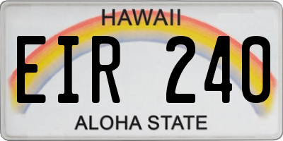 HI license plate EIR240