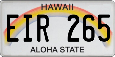 HI license plate EIR265