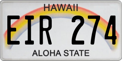 HI license plate EIR274