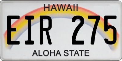 HI license plate EIR275