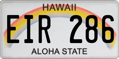 HI license plate EIR286