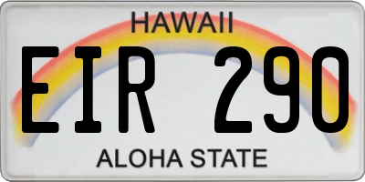 HI license plate EIR290