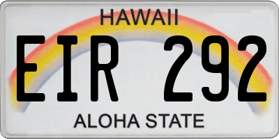 HI license plate EIR292