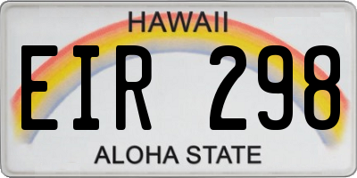 HI license plate EIR298