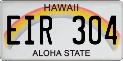 HI license plate EIR304