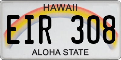 HI license plate EIR308