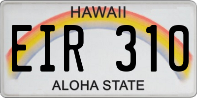 HI license plate EIR310