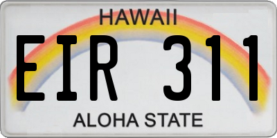HI license plate EIR311