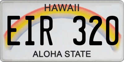 HI license plate EIR320