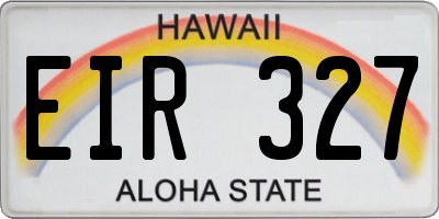 HI license plate EIR327