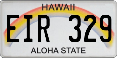 HI license plate EIR329