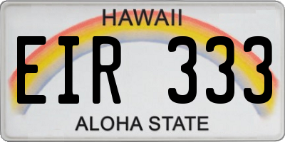 HI license plate EIR333